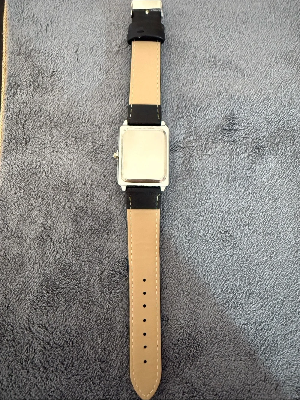 New Men’s Gudue Tank Square White Gold White Dial Leather Strap Dress Watch